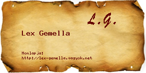 Lex Gemella névjegykártya